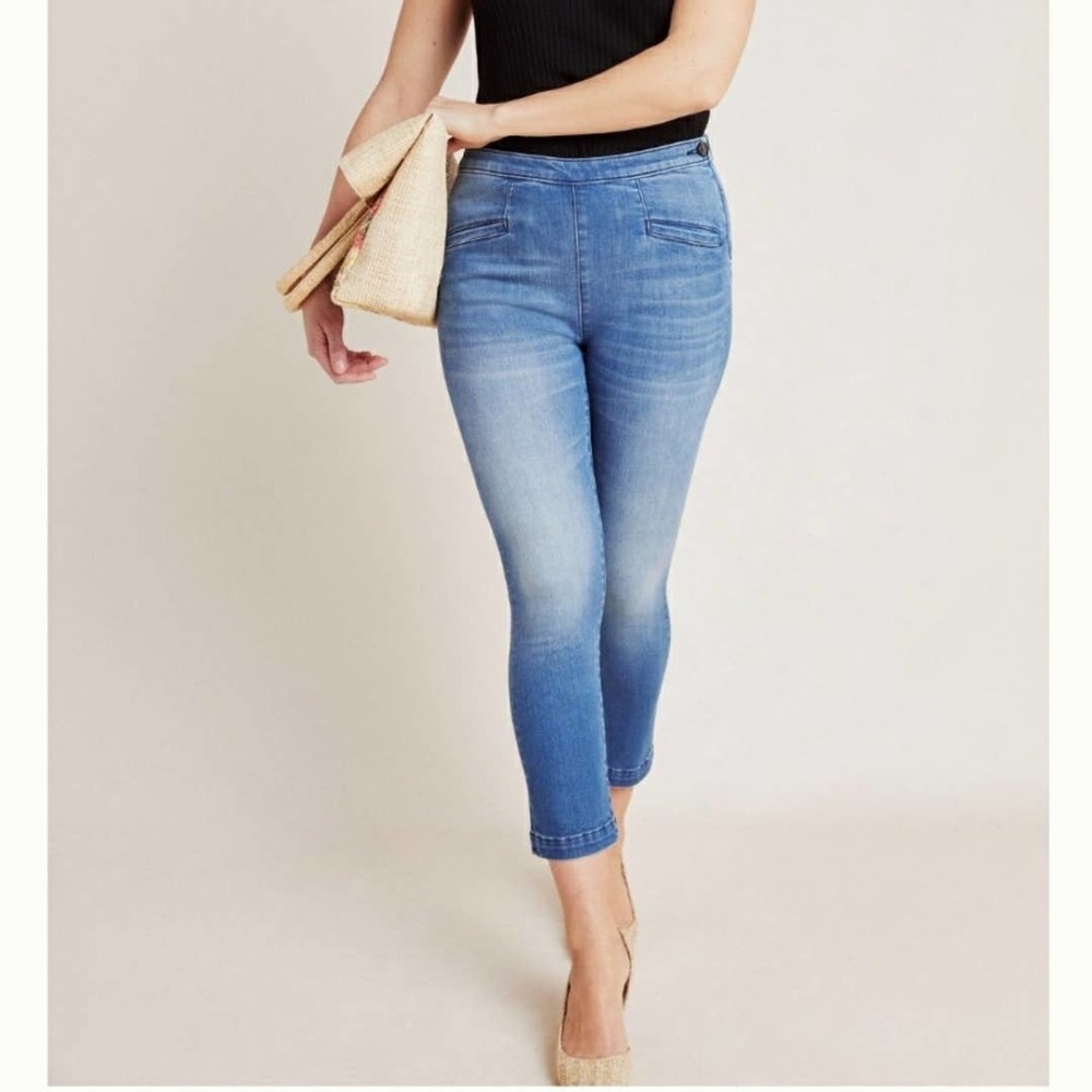 Anthropologie Pilcro & The Letterpress Blue High-Rise Jean 22W NEW Capri Denim